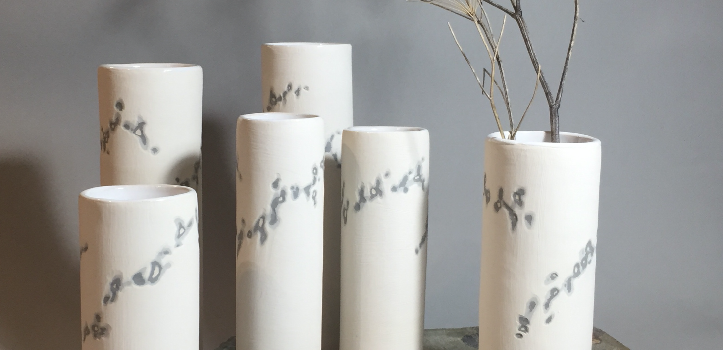 Stoneware vases by Gill of Chalk and Flint Ceramics